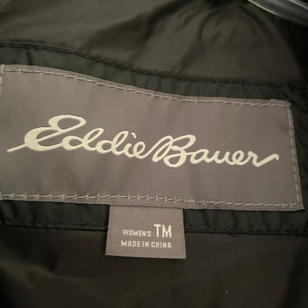 Eddie Bauer Puffer Down Hooded Black Parka - Women's Medium - Picture 6 of 7